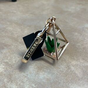 Kedzie Terrarium Charm Keychain with Green Succulent Accent NWT